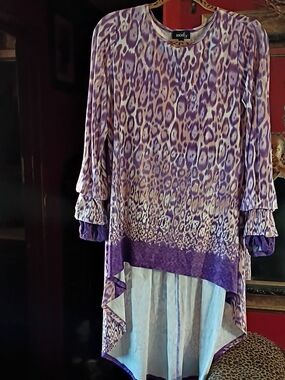 Mod x  Purple Animal Print High-Low Tunic